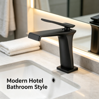 Robinet de lavabo contemporain noir mat chromé à levier unique, supporte le logo personnalisé