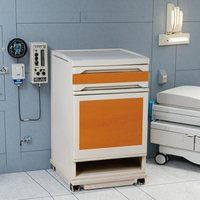 Table de chevet d'hôpital moderne en acier léger et plastique, avec 2 tiroirs, serrure à clé, durable, facile à nettoyer, pour les chambres des patients