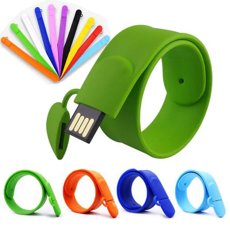 Customized logo promotion gift brand 4gb 8gb 16gb 32gb 64gb 128gb slap wristband silicone bracelets usb flash drive