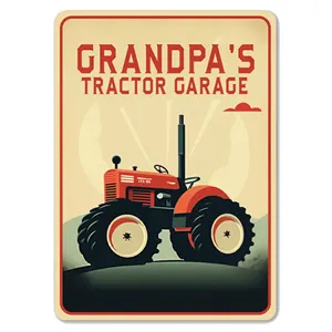 Retro Tractor Garage Sign Farm Decor Grandpas Grandkids Tractor Decor Farm Sign Farmer Gift - Metal Sign 8x12inch