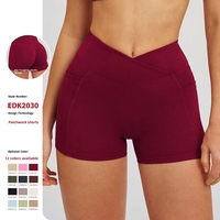 Shorts de yoga taille croisée en V, coupe sculptante, en tissu recyclé ultra doux et extensible, style cycliste, pour Pilates, HIIT et cyclisme en extérieur