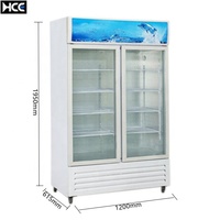 À double face commerciale d'affichage de porte en verre cool boissons réfrigérateur électronique transparente côte à côte réfrigérateur supermarché cola