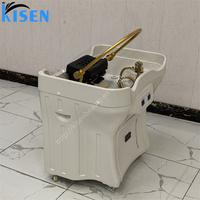Bac à shampoing portable Kisen à hauteur personnalisable, machine à laver les cheveux avec thérapie à température constante et réservoirs chauffants