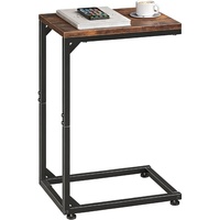 Table d'appoint moderne en bois en forme de C avec plateau TV et cadre métallique pour salon et chambre