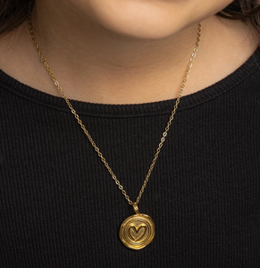 Inspire gioielli in acciaio inox timbro cuore collana ragazze design minimalista oro placcato 18k all'ingrosso nome personalizzato - Product Image 2
