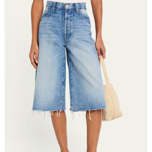 DiSai Denim Manufacturer the Damaged Raw Hem Fray Denim Culottes <strong>Shorts</strong> Over the <strong>Knee</strong> <strong>Length</strong> <strong>Womens</strong> <strong>Short</strong> Jeans - Product Image 4