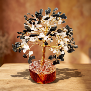 Arbre de Noël artisanal en fluorite bleue avec base en cuivre pour la décoration intérieure et le Feng Shui - Product Image 4
