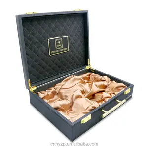 하이 퀄리티 사용자 정의 가죽 블랙 선물 상자 보석 선물 나무 상자 큰