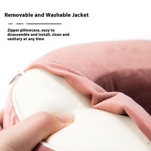 Oreiller de voyage en forme de U en gros, couleur unie, mousse à mémoire de forme, noyau en coton pour voiture, avion, pause déjeuner ou sieste - Product Image 3