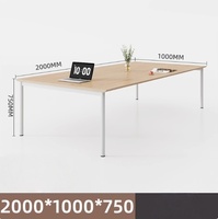 Table rectangulaire en acier pour plusieurs personnes, simple et peu coûteuse, plateau en bois, convient à 4, 6 ou 8 personnes, mobilier de classe