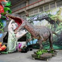 Dinosaure robot animatronique grandeur nature Gecai, modèle réaliste avec mouvements pour parc d'attractions, parc à thème, musée