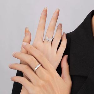 Anillos De Pareja Silver Plated Luminous Butterfly <b>Couple</b> <b>Rings</b> Glow in Dark Luminous Band Adjustable Open <b>Ring</b> Wedding Jewelry - Product Image 3