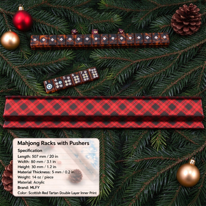 Supporti e Spingitori per Mahjong Americano, 20 Pollici, in Acrilico Rosso Tartan Steward, Tema Festivo per Allestimento Tavolo e Intrattenimento - Product Image 3