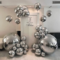 Ballon métallique 4D géant rond de 50-60 pouces pour décoration de plafond de fête de Noël, lot en gros pour centres commerciaux