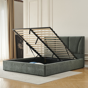 Base de Cama con Elevación a Gas, Tapizada en Tela de Perfil Bajo - No Requiere Somier, Cama Plataforma - Product Image 1