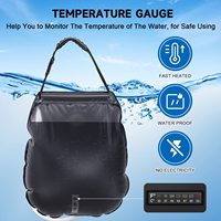 Sac de douche solaire portable de camping en PVC de 20 L, sac de douche suspendu avec tuyau amovible et pomme de douche interchangeable