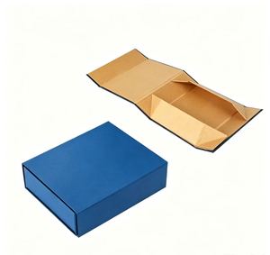 <b>Blue</b> Square Rigid <b>Gift</b> <b>Box</b> with Gold Ribbon High-End Paperboard Packaging for <b>Gift</b> & Craft - Product Image 3