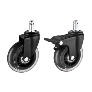 2 Inch Steel Swivel Castor <strong>Wheels</strong> for Office Chair Threaded Brake Transparent Polyurethane PU with <strong>Locking</strong> Stem <strong>Caster</strong> - Product Image 6