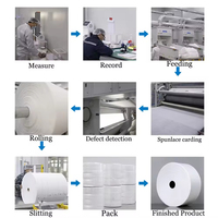 Tissu non tissé spunlace blanc biodégradable résistant à l'eau, 70-120 g/m², personnalisé en usine, pour la matière première des lingettes humides