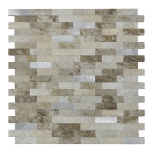 Brown Faux Stone Strip Waterproof Kitchen <b>Backsplash</b> Mosaic Peel and Stick <b>Tiles</b> for Home Decor - Product Image 1