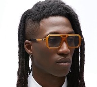 2025 Offre Spéciale prix de gros lunettes de soleil en acier surdimensionné rectangulaire Double faisceau hommes rétro gris rose lentille carré lunettes de soleil