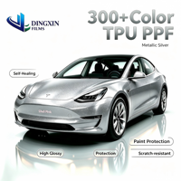 Film de protection de peinture automobile auto-cicatrisant en TPU argent métallisé liquide, à changement de couleur, pour application humide, 7,5 mil, 1,52*15 m
