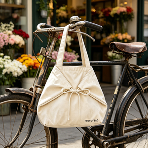 Custom Logo <strong>Women</strong> <strong>Canvas</strong> <strong>Tote</strong> <strong>Bag</strong> Large Capacity Elegant Bow Knot Cotton <strong>Canvas</strong> Handbags Foldable Eco Friendly Shopping <strong>Bag</strong> - Product Image 4