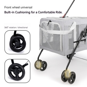 फोल्डेबल 4-पहिया कुत्ता पालतू जानवर स्ट्रेलर-इको-फ्रेंडली एब्स और ओक्सफोर्ड कपड़े के लिए 15 किलो क्षमता - Product Image 4