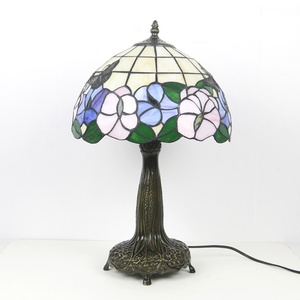 Longhuijing Tiffany 12Inch Colored Glass pink Purple Lotus butterfly <b>Antique</b> Retro Lighting <b>Bedside</b> Living Room Bedroom - Product Image 4