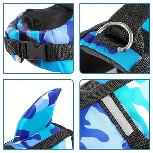 조절 가능한 카모 샤크핀 도그 라이프 재킷, 중대형견용 경량 애완견 수영 조끼 - Product Image 5