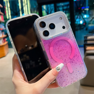 เคสโทรศัพท์มือถือ iPhone 17 16 15 14 Pro Max ลายกลิตเตอร์รุ้งเพชรแม่เหล็ก พร้อมเลนส์กล้องไล่เฉดสีแบบ Ombre  ฝาหลังแบบ Bling Gradient - Product Image 2