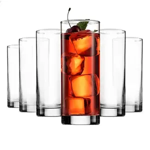 AIHPO9 Tall Drinking Glass Lead Free Home Crystal Clear Beverage Water Juice Bar Cocktail Beer Cups Highball Glasses Set Of 4