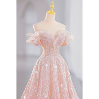 Robe de soirée rose fantaisie pour femme, haut de gamme, luxe léger, tenue de fiançailles, toast, longue, slim, look de mariée, empire, mignonne