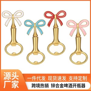 Mini <b>Bow</b> Bottle Opener Zinc Alloy Gold With <b>Red</b> White Blue Pink Ribbon Portable Beer Opener For Bar Party Use - Product Image 5