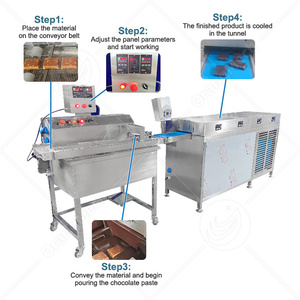 <span class=keywords><strong>Machine</strong></span> <span class=keywords><strong>à</strong></span> enrober le chocolat par fusion et tempérage / Tunnel de refroidissement 250 kg/h pour le recouvrement de chocolat en rouleaux - Product Image 2