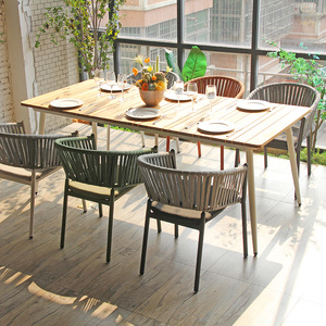 Modische Freizeit-Café-Stuhle nordisch stapelbar im Freien Seilgewebe-Stuhl Garten-Esstuhl - Product Image 5