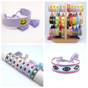 אופנה צבעוני לוגו מותאם אישית boho קלוע ציצית בד בד רקומים צמיד קלוע צמיד קלועה עבור נשים ידידות - Product Image 3