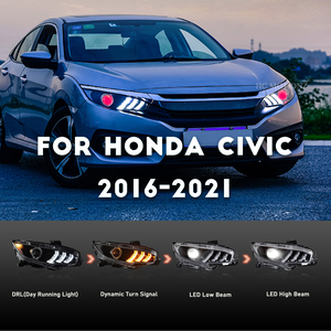 ไฟหน้าสไตล์มัสแตงรุ่นที่ 10 ของ HCmotion สำหรับ Honda <span class=keywords><strong>Civic</strong></span> ปี 2016 2017 2018 2019 2020 <span class=keywords><strong>2021</strong></span> แบบ LED - Product Image 3