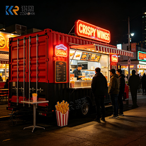 Moderne modulaire restaurant- en koffieshopindeling in een container met een keuken van roestvrij staal - Product Image 2