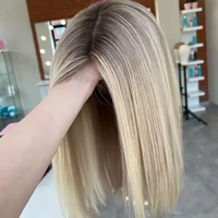 Peluca Bob Lacia de Cabello Humano 100% Virgen con Cutícula Alineada, Doble Trama, con Encaje Frontal 13*6