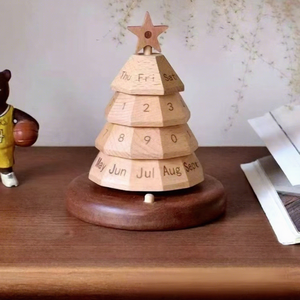 Calendario Natalizio in Legno Transfrontaliero, Arredamento per la Casa, Conto alla Rovescia per il Nuovo Anno, Albero di Natale Decorativo Perpetuo Rotante da Scrivania - Product Image 2