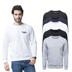 Sweat-shirts et pulls à capuche pour hommes, col rond uni, avec logo imprimé, vente en gros d'usine, broderie personnalisée, sweat-shirt vierge pas cher pour hommes - Product Image 1