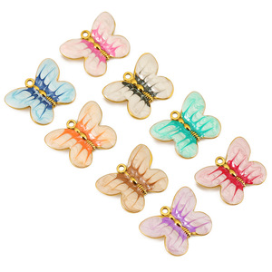 Dijes de mariposa esmaltados de acero inoxidable, colgantes coloridos para accesorios de joyería DIY, colgantes de moda unisex - Product Image 5