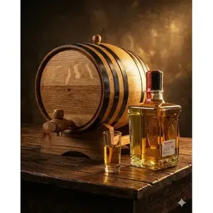 Barril de Vino de Madera Tradicional Ecológico de 10 Litros con Borde Negro y Soporte para Elaboración Casera de Cerveza, The Barrel House - Product Image 3