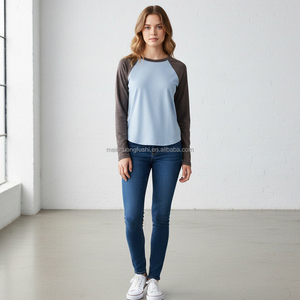 T-<span class=keywords><strong>shirt</strong></span> à manches raglan contrastées bicolores personnalisé pour femmes, <span class=keywords><strong>tee</strong></span>-<span class=keywords><strong>shirt</strong></span> décontracté pour femmes - Product Image 3