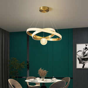 Modern Led Chandelier Lighting Living Room Circle Ring Gold Modern <b>Globe</b> Pendant <b>Light</b> - Product Image 2