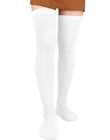 Chaussettes longues en tricot pour femmes, à la mode, respirantes, à compression, épaisses, au-dessus du genou, 2 paires, noir et blanc