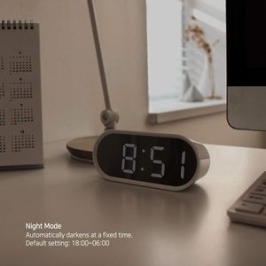 Pop Mirror Digitaler Wecker, LED Desk Pink Clock mit Nachtlicht, Schlummer, Temperatur, batterie betriebene kleine Größe - Product Image 5