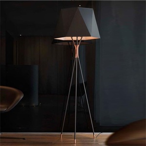 American-Style Minimalist LED Diamond-Shaped Fabric Floor Lamp Comfortable Living Room <b>Lighting</b> for Villas Hotels Manufacturers - Product Image 2