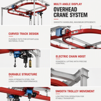 Système de rail de pont roulant monopoutre suspendu pour poste de travail, capacités 500 kg, 1 tonne, 2 tonnes